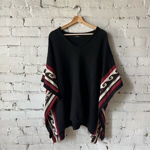 Forever 21 Black and Red V-Neck Sweater/Poncho